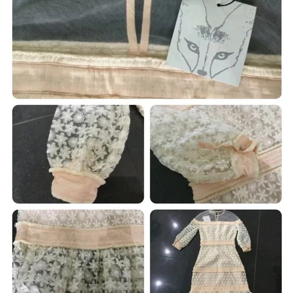 NWT Foxie Ladies XS UK 6/8 Sheer Cream & Pink Floral Lace Dress 👗 - Picture 2 of 7